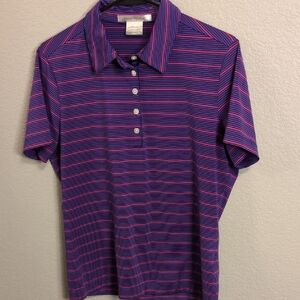 Nike Purple and Pink Striped Golf Polo